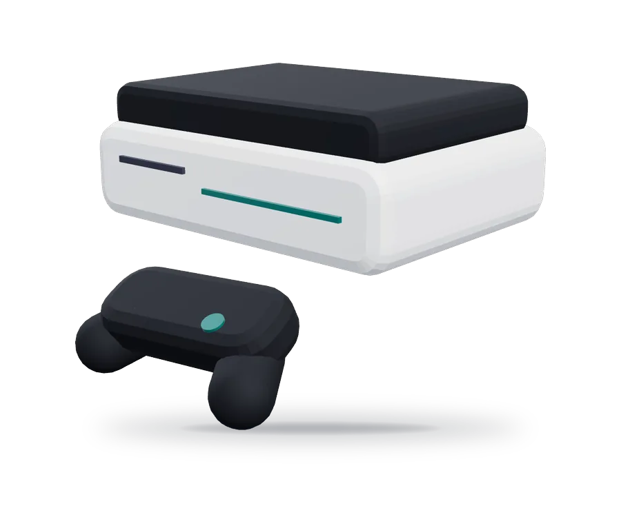 Illustration of game consoles (not a photo of this product)