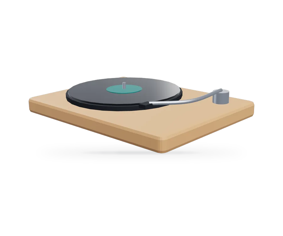Illustration of turntables (not a photo of this product)